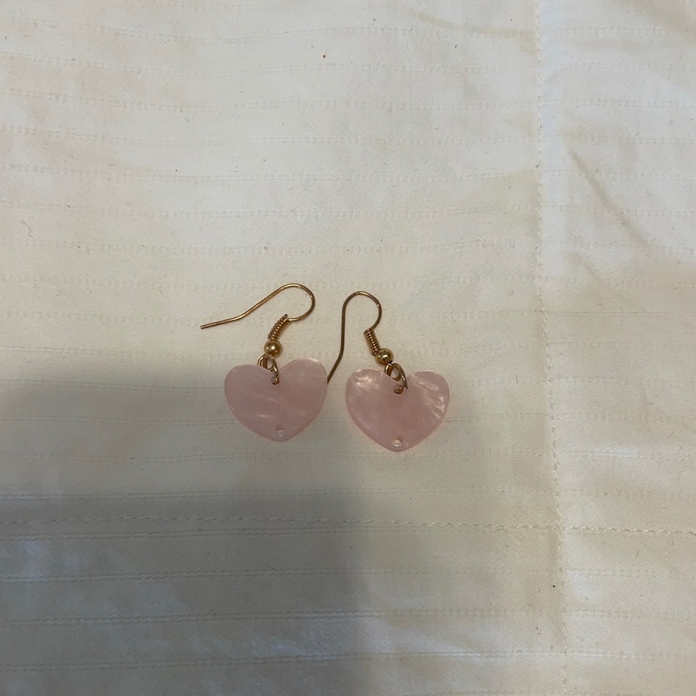 Pink heart earrings